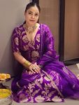 ATTRACTIVE JACQUARD SILK TOP BOTTOM WITH DUPATTA PURPLE