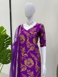 ATTRACTIVE JACQUARD SILK TOP BOTTOM WITH DUPATTA PARTY WEAR WHOLESALE PRICE ETHNIC GARMENT (4)
