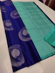 ATTRACTIVE LICHI JACQUARD WORK SAREE WITH UNSTITCHED BLOUSE BLUE