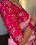ATTRACTIVE LICHI SILK JACQUARD WORK SAREE WITH UNSITICHED BLOUSE BRIDAL WEAR WHOLESALE PRICE ETHNIC GARMENT (32)