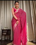 ATTRACTIVE LICHI SILK JACQUARD WORK SAREE WITH UNSTITCHED BLOUSE FESTIVAL WEAR WHOLE SALE PRICE ETHNIC GARMENT (81)