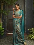 ATTRACTIVE LICHI SILK JACQUARD WORK SAREE WITH UNSTITCHED BLOUSE RAMA