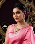ATTRACTIVE LICHI SILK JACQUARD WORK SAREE WITH UNSTITCHED BLOUSE FESTIVAL WEAR WHOLESALE PRICE ETHNIC GARMENT (5)
