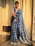 ATTRACTIVE LICHI SILK JACQUARD WORK SAREE WITH UNSTITCHED BLOUSE PARTY WEAR WHOLE SALE PRICE ETHNIC GARMENT (12)