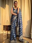 ATTRACTIVE LICHI SILK JACQUARD WORK SAREE WITH UNSTITCHED BLOUSE PARTY WEAR WHOLE SALE PRICE ETHNIC GARMENT (12)