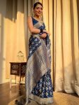 ATTRACTIVE LICHI SILK JACQUARD WORK SAREE WITH UNSTITCHED BLOUSE PARTY WEAR WHOLE SALE PRICE ETHNIC GARMENT (12)