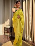 ATTRACTIVE LICHI SILK JACQUARD WORK SAREE WITH UNSTITCHED BLOUSE PARTY WEAR WHOLE SALE PRICE ETHNIC GARMENT (23)