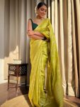 ATTRACTIVE LICHI SILK JACQUARD WORK SAREE WITH UNSTITCHED BLOUSE PARTY WEAR WHOLE SALE PRICE ETHNIC GARMENT (23)