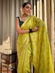 ATTRACTIVE LICHI SILK JACQUARD WORK SAREE WITH UNSTITCHED BLOUSE PARTY WEAR WHOLE SALE PRICE ETHNIC GARMENT (23)