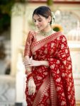 ATTRACTIVE LICHI SILK JACQUARD WORK SAREE WITH UNSTITCHED BLOUSE PARTY WEAR WHOLE SALE PRICE ETHNIC GARMENT (27)