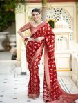 ATTRACTIVE LICHI SILK JACQUARD WORK SAREE WITH UNSTITCHED BLOUSE PARTY WEAR WHOLE SALE PRICE ETHNIC GARMENT (27)