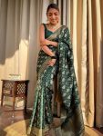 ATTRACTIVE LICHI SILK JACQUARD WORK SAREE WITH UNSTITCHED BLOUSE PARTY WEAR WHOLE SALE PRICE ETHNIC GARMENT (5)