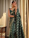 ATTRACTIVE LICHI SILK JACQUARD WORK SAREE WITH UNSTITCHED BLOUSE PARTY WEAR WHOLE SALE PRICE ETHNIC GARMENT (5)