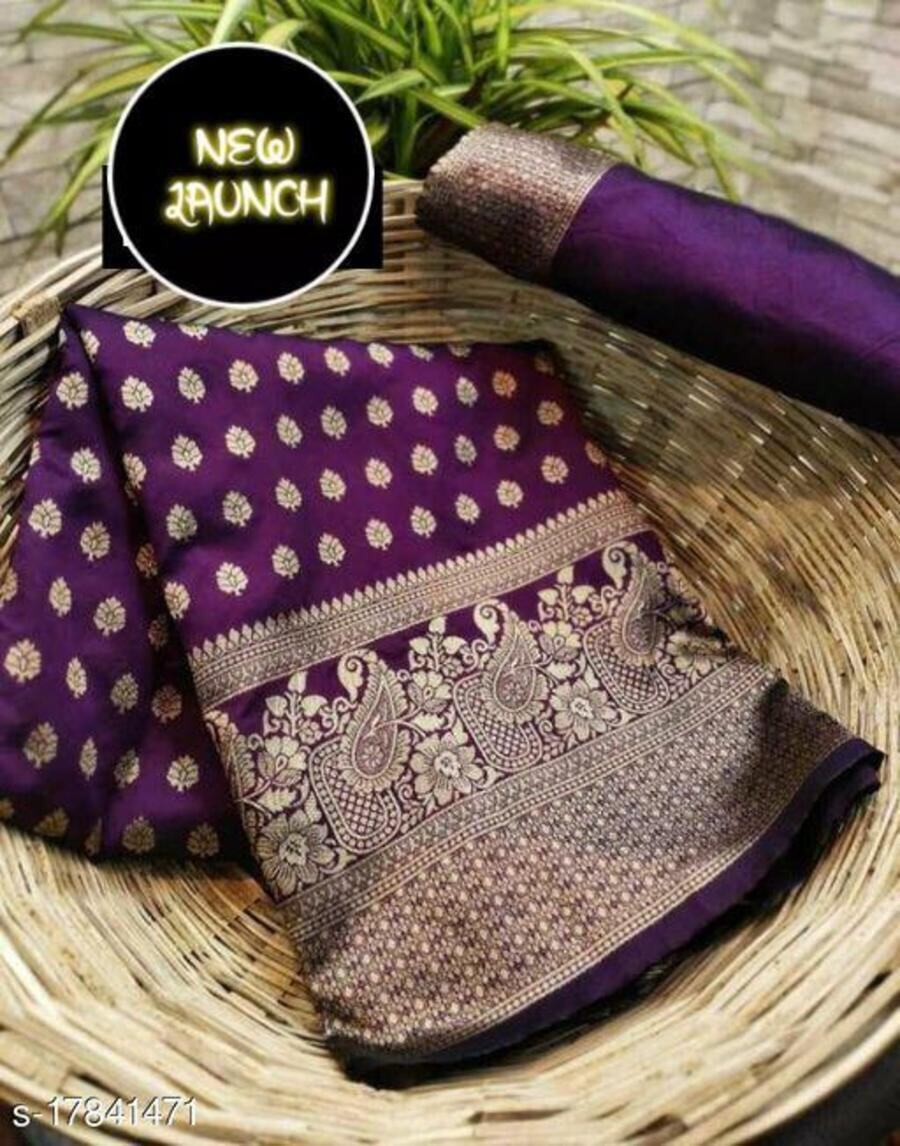 ATTRACTIVE LICHI SILK JACQUARD WORK SAREE WITH UNSTITCHED BLOUSE PARTY WEAR WHOLESALE PRICE ETHNIC GARMENT (1)
