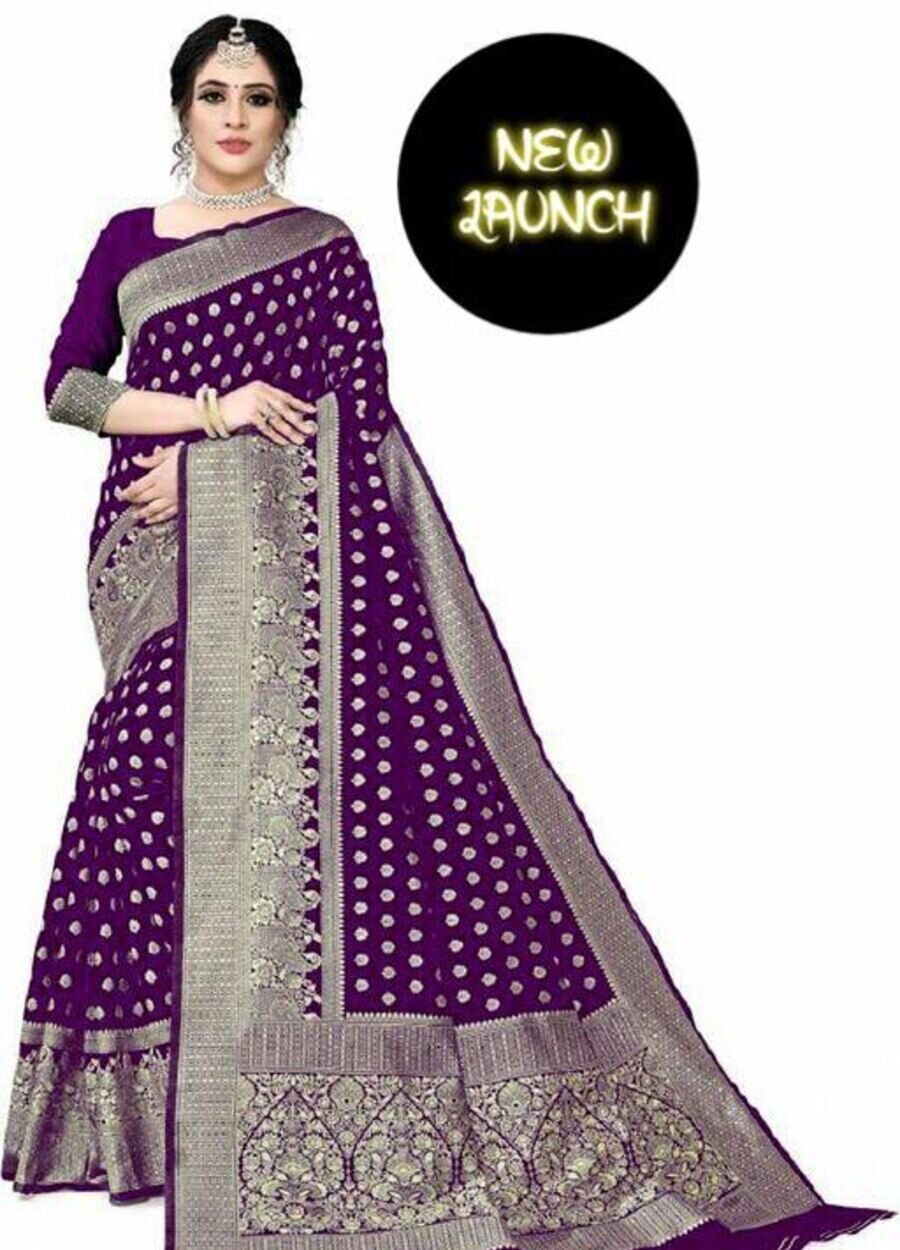 ATTRACTIVE LICHI SILK JACQUARD WORK SAREE WITH UNSTITCHED BLOUSE PARTY WEAR WHOLESALE PRICE ETHNIC GARMENT (2)