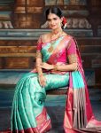 ATTRACTIVE LICHI SILK JACQUARD WORK SAREE WITH UNSTITCHED BLOUSE PARTY WEAR WHOLESALE PRICE ETHNIC GARMENT (2)