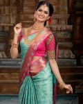 ATTRACTIVE LICHI SILK JACQUARD WORK SAREE WITH UNSTITCHED BLOUSE PARTY WEAR WHOLESALE PRICE ETHNIC GARMENT (2)