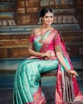 ATTRACTIVE LICHI SILK JACQUARD WORK SAREE WITH UNSTITCHED BLOUSE PARTY WEAR WHOLESALE PRICE ETHNIC GARMENT (2)