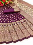ATTRACTIVE LICHI SILK JACQUARD WORK SAREE WITH UNSTITCHED BLOUSE PARTY WEAR WHOLESALE PRICE ETHNIC GARMENT (2)