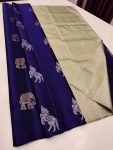 ATTRACTIVE LICHI SILK JACQUARD WORK SAREE WITH UNSTITCHED BLOUSE PURPLE