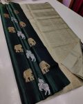 ATTRACTIVE LICHI SILK JACQUARD WORK SAREE WITH UNSTITCHED BLOUSE BLACK