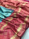 ATTRACTIVE LICHI SILK JACQUARD WORK SAREE WITH UNSTITCHED BLOUSE WEDDING WEAR WHOLESALE PRICE ETHNIC GARMENT (14)