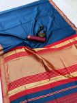 ATTRACTIVE LICHI SILK ORGANIC BANARASI SAREE WITH UNSTITCHED BLOUSE CASUAL WEAR WHOLESALE PRICE ETHNIC GARMENT (5)