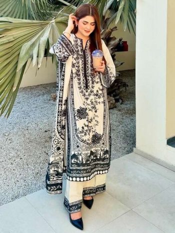 ATTRACTIVE MALAI SATIN DIGITAL PRINT WORK TOP PALAZZO WITH DUPATTA WHITE