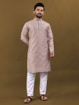 ATTRACTIVE MATKA SILK SILVER JARI WITH EMBROIDERY BUTI KURTA PAYJAMA PARTY WEAR WHOLESALE PRICE ETHNIC GARMENT (58)