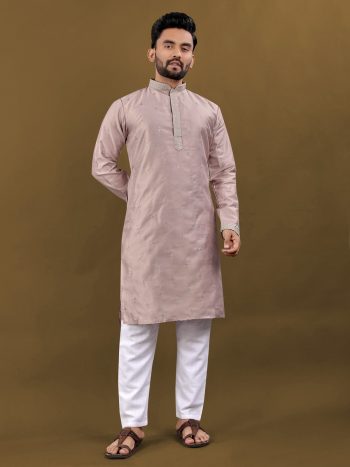 ATTRACTIVE MATKA SILK SILVER JARI WITH EMBROIDERY BUTI  KURTA PAYJAMA LAVENDER
