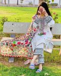 ATTRACTIVE MUSLIN COTTON THREAD & ZARI EMBROIDERY WORK TOP BOTTOM WITH DUPATTA CASUAL WEAR WHOLESALE PRICE ETHNIC GARMENT (11)