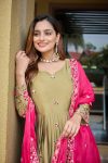 ATTRACTIVE PURE RANGOLI SILK WITH EMBROIDERY SEQUENCE WORK GOWN BOTTOM WITH DUPATTA FESTIVAL WEAR WHOLESALE PRICE ETHNIC GARMENT (13)