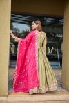 ATTRACTIVE PURE RANGOLI SILK WITH EMBROIDERY SEQUENCE WORK GOWN BOTTOM WITH DUPATTA FESTIVAL WEAR WHOLESALE PRICE ETHNIC GARMENT (13)