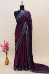 ATTRACTIVE RANGOLI SILK SEQUENCE EMBROIDERY WORK SAREE WITH UNSTITCHED BLOUSE RECEPTION WEAR WHOLESALE PRICE ETHNIC GARMENT (6)