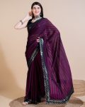 ATTRACTIVE RANGOLI SILK SEQUENCE EMBROIDERY WORK SAREE WITH UNSTITCHED BLOUSE WINE