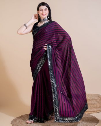 ATTRACTIVE RANGOLI SILK SEQUENCE EMBROIDERY WORK SAREE WITH UNSTITCHED BLOUSE WINE