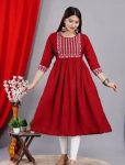 ATTRACTIVE RAYON EMBROIDERY WORK KURTI FORMAL WEAR WHOLESALE PRICE ETHNIC GARMENT (3)