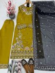ATTRACTIVE ROMAN SILK EMBROIDERY SEQUENCES WORK TOP BOTTOM WITH DUPATTA PARTY WEAR WHOLESALE PRICE ETHNIC GARMENT (2)