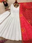 ATTRACTIVE ROMAN SILK LACE BORDER WORK GOWN BOTTOM WITH DUPATTA PARTY WEAR WHOLESALE PRICE ETHNIC GARMENT (2)