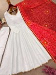 ATTRACTIVE ROMAN SILK LACE BORDER WORK GOWN BOTTOM WITH DUPATTA PARTY WEAR WHOLESALE PRICE ETHNIC GARMENT (2)