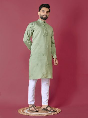 ATTRACTIVE ROMAN SILK VAL-MOTI HAND WORK KURTA PAYJAMA PISTA