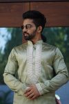 ATTRACTIVE SHINY SILK CODING WORK MEN’S KURTA PAYJAMA FESTIVAL WEAR WHOLESALE PRICE ETHNIC GARMENT (1)