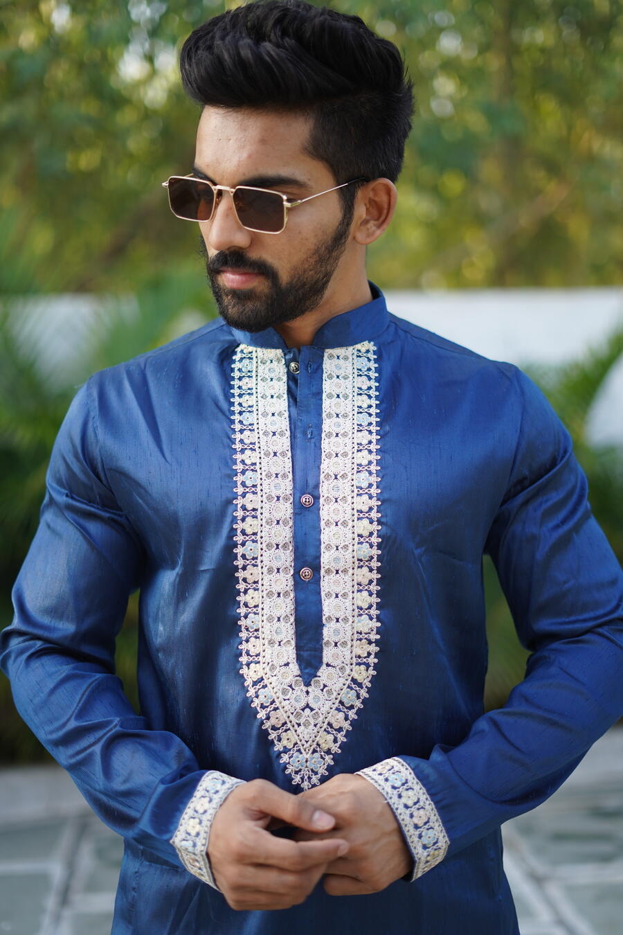 ATTRACTIVE SHINY SILK CODING WORK MEN'S KURTA PAYJAMA FESTIVAL WEAR WHOLESALE PRICE ETHNIC GARMENT (3)