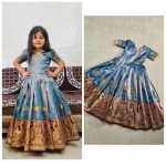 ATTRACTIVE SILK EMBROIDERY BUTTERFLY AND BIRD WORK KID’S GOWN FESTIVAL WEAR WHOLESALE PRICE ETHNIC GARMENT (10)