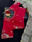 ATTRACTIVE SOFT CRUNCHY EMBROIDERY SEQUENCE WORK SAREE WITH UNSTITCHED BLOUSE BRIDAL WEAR WHOLESALE PRICE ETHNIC GARMENT (2)