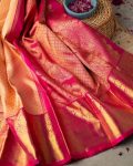 ATTRACTIVE SOFT LICHI SILK CLOTH JACQUARD WORK SAREE WITH UNSTITCHED BLOUSE PARTY WEAR WHOLESALE PRICE ETHNIC GARMENT (1)