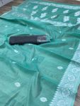 ATTRACTIVE SOFT LINEN SLAB WEAVING WORK SAREE WITH UNSTITCHED BLOUSE CASUAL WEAR WHOLESALE PRICE ETHNIC GARMENT (9)