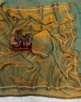 ATTRACTIVE SPACE SILK JARKAN DIAMOND HANDWORK SAREE WITH UNSTITCHED BLOUSE OFFICE WEAR WHOLESALE PRICE ETHNIC GARMENT (9)