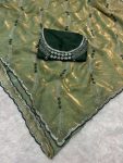ATTRACTIVE SPACE SILK SEQUENCE AND ZARI EMBROIDERY WORK SAREE WITH UNSTITCHED BLOUSE SEASONABLE WHOLESALE PRICE ETHNIC GARMENT (68)