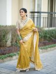ATTRACTIVE TABBY SILK SEQUENCE AND CODING EMBROIDERY WORK SAREE WITH UNSTITCHED BLOUSE WEDDING WEAR WHOLESALE PRICE ETHNIC GARMENT (15)